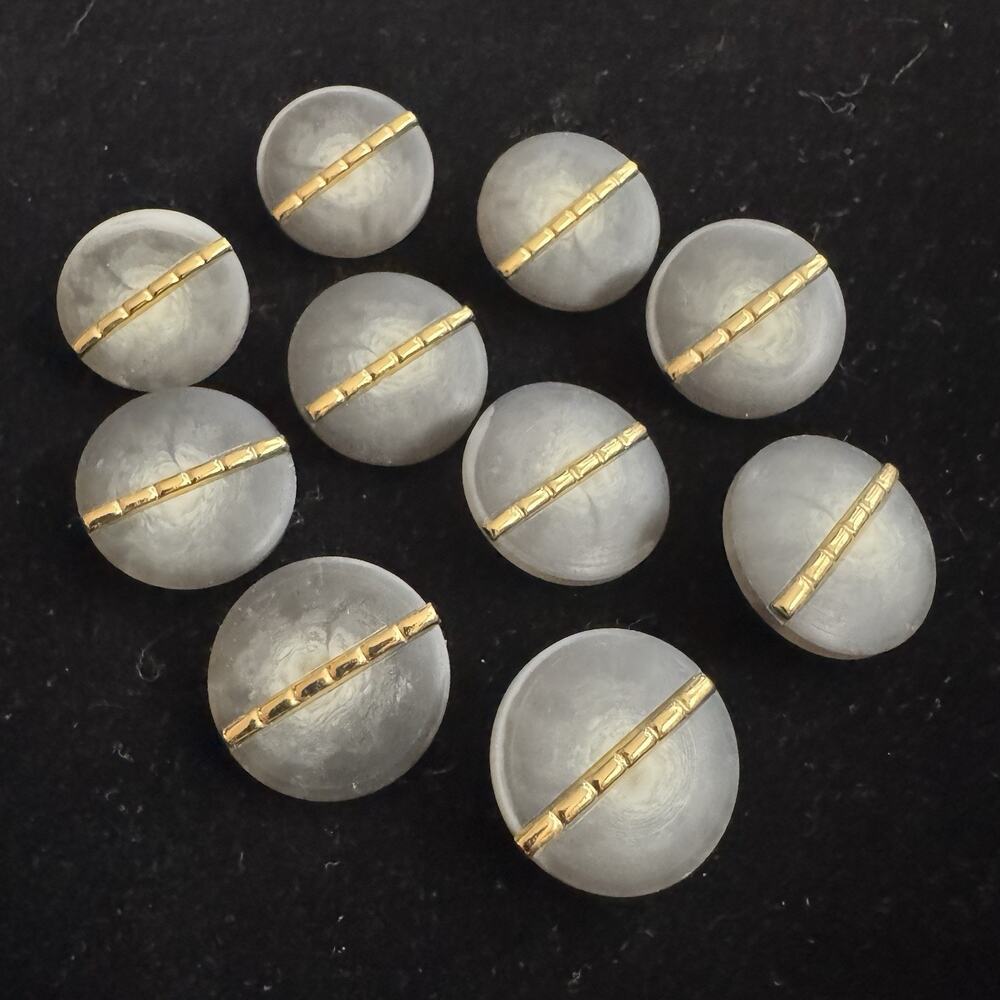 Set of 10 Ombre Gray Buttons 7/8” Gold Stripe Shank Sewing Craft